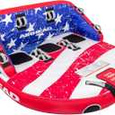 Airhead Super Mable, 1-3 Rider - Inflatable Towable Tube for Boating and Water Sports, Heavy Duty Full Nylon Cover and Zipper with EVA Foam Padding, USA Stars and Stripes