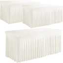 3 Pack White Table Skirt, Wrinkle-Free Spandex Table Covers 6ft, Elastic Fitted Washable Tablecloth for Rectangle Tables for Wedding, Banquet, Party, Events