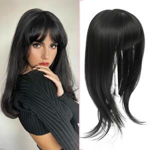 Hair Topper 18 inch Toppers Hair pieces for Women with Thinning hair 4"5" Comfortable Base Hairtopper Clip in Bangs (Natural Black)
