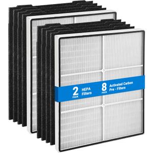 510 & 450 Replacement Filter for Whirlpool Whispure Air Purifier 1183054K 8171434K AP510 AP51030K AP450 AP45030K WP500 WP1000, with 2 True HEPA Filter + 8 Carbon Pre-Filters