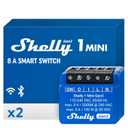 Shelly 1 Mini Gen3 | WiFi Smart Switch Relay 1 Channel 8A | Home Automation | Bluetooth Gateway | Compatible with Alexa & Google Home | iOS Android App | No Hub Required | Dry Contacts (2 Pack)