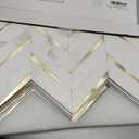 STICKGOO 10-Sheet Herringbone Tile Peel and Stick Backsplash, White Marble PVC Mixed Metal Gold Stick on Backsplash, Self Adhesive Wall Tile for Kitchen and Bathroom