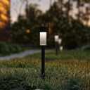 Flash Furniture Hartford 12 Pack LED Solar Lights - All-Weather Black Outdoor Solar Powered Lights - Landscape Lighting for Pathway, Garden, & Yard