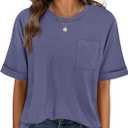 ANRABESS Women Oversized T Shirts Short Sleeve Summer Casual Loose Top Basic Tee with Pocket (S)