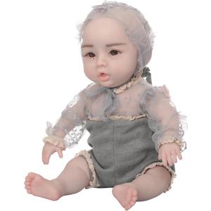 18.5inch Silicone Reborn Baby Dolls Full Body Silicone Real Newborn Baby Doll with Skeleton Can Drink and Wet Not Vinyl Birthday Gifts for Kids (Nude,No Hair-with Skeleton)