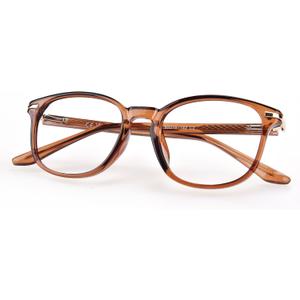 TR90 Blue Light Glasses for Women Men, Classic Double Metal Computer Glasses Anti Glare (Brown)