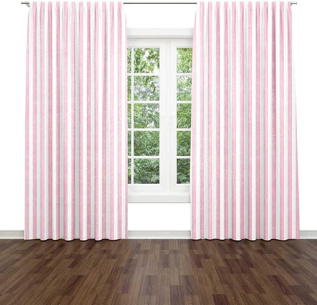 Stripe Window Drapes Curtain Stripe Pink Striped Light Pastel White Abstract Rod Pocket Drapes Curtain for Living Room Home Decor 26x84 Inches 2 Panels