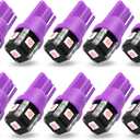 PHINLION 194 LED Light Bulb Purple 168 2825 W5W T10 Wedge 5-SMD 3030 Chipsets LED Replacement Bulbs for Car Interior Dome Map Door Courtesy Parking License Plate Lights, Pack of 10