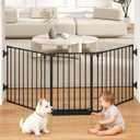29.4-78" Extra Wide Baby Gate, Long Dog Gates Indoor for Doorways Stairs, Essential Large Safety Gate for Child Toddler with Anti-Trip Pedal, Adjustable Pet Gate, 28" Tall 3 Metal Panels Black