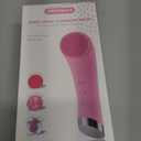 PRITECH Facial Cleansing Brush, Rechargeable Silicone Face Scrubber with Heat Massage End, Vibrating Exfoliator Scrubber for Deep Cleaning, Waterproof Face Brush for Women and Men (Pink)