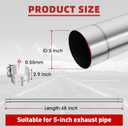 LCGP 5 Inch Straight Exhaust Pipe, 5" Stainless Steel Straight Muffler Replacement Pipe, 48" Length Mandrel Exhaust Tube with Two Lap Joint Band Clamps(New Version)