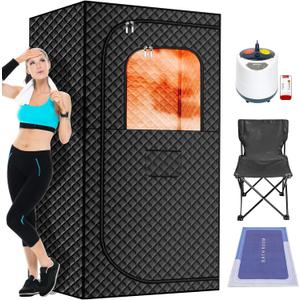 MIXC Portable Steam Sauna Box, Portable Sauna for Home, Person Sauna Tent Sauna Box at Home Spa with 2.6L & 1500W10%, Remote Control, Folding Chair, Home Sauna for Gym,Pilates,Garage,Hot Tub