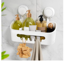 LEVERLOC Shower Caddy Suction Cup, Shower Organizer Removable Bathroom Shelf, Storage Suction Powerful Max Hold 22lbs Bathroom Caddy Waterproof Holder, White