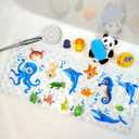 BEEHOMEE Bath Mats for Tub Kids,Baby Toddler - Large Cartoon Non-Slip Bathroom Bathtub Anti-Slip Shower Mats for Floor 35x15,Machine Washable XL Size Bathroom Mats (Blue-Octopus)