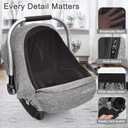 Baby Car Seat Cover, Extra Large Mesh Window, Breathable Fabric, Infant Windproof Canopy, Universal Fit CarSeat Covers for Babies, Machine Washable, Must Have Baby Gift. (Gray)