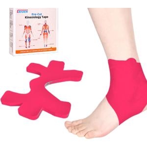 Precut Kinesiology Tape for Ankle, 10 Pcs - Ankle Support & Stability, Ankle Pain Relief Athletic Tape - Waterproof & Elastic, Breathable Hypoallergenic Latex-Free Tape, Pink