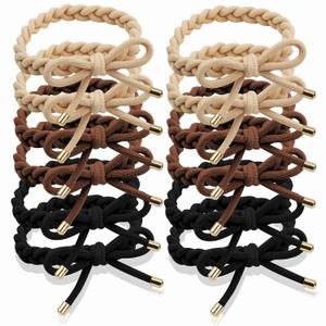 12 PCS Braided Hair Ties Bow Tie Hair Bracelets for Women Girls Elastic Hair Ties No Damage Ponytail Holders (Neutral)