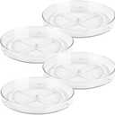 Oizeir Clear Lazy Susan Turntable Organizer (Pack of 4) 9 Inch Acrylic Rotating Storage for Cabinet, Pantry, Fridge, Bathroom, and Vanity Countertops (9 Inches - 4 Pack)
