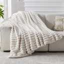 Faux Fur Queen Blanket for Couch, 1000 GSM Cozy Fuzzy Fluffy Soft Plush Thick Bubble Sherpa Blanket for Sofa Bedroom Living Room, Mothers Day Birthday Gifts for Women Home Decor (90*90, Ivory-ct)