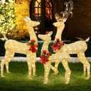 Shintenchi 3-Piece LED Lighted Christmas Deer Outdoor Yard Decorations, 3D Super Large Christmas Reindeer Decor, Outdoor Lighted Holiday Deer with 360 LED Displays for Front Yards Garden Lawn Patio
