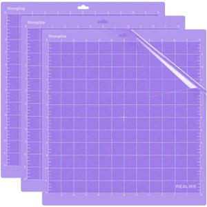 REALIKE 12x12 StrongGrip Cutting Mat Compatible with Cricut Maker 3/Maker 4/Maker/Explore 3/4/Air 2/Air/One(3 Mats), Gridded Adhesive Non-Slip Cut Mat for Crafts, Quilting, Sewing and All Arts