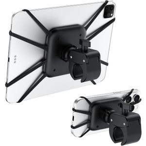 2-in-1 Spin Bike Tablet Holder Mount, Treadmill Tablet Holder Anti-Slip Silicone Design, Phone Holder for Peloton Bike Fits All 5.5-12.9"" Cell Phones and Tablets, Black, Z11pro