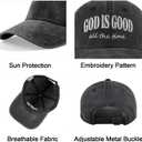 God is Good All The Time Hat for Men Women, Adjustable Cotton Embroidered Jesus Christian Faith Baseball Cap (Black, M)