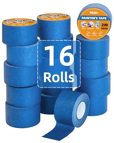 VANITURE Painters Tape 2 Inch Wide, 16 Rolls Blue Painters Tape Bulk, 2 Inches x 55 Yards Masking Tape for Wall Painting & Protects Surfaces | Easy Removal, Sharp Lines, Indoor/Outdoor Use
