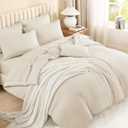 Litanika Bed in a Bag King Beige - 7 Pieces King Size Comforter Set Bedding Comforter Sets, Solid Fluffy Bed Set with Comforter, Sheets, Pillowcases & Shams