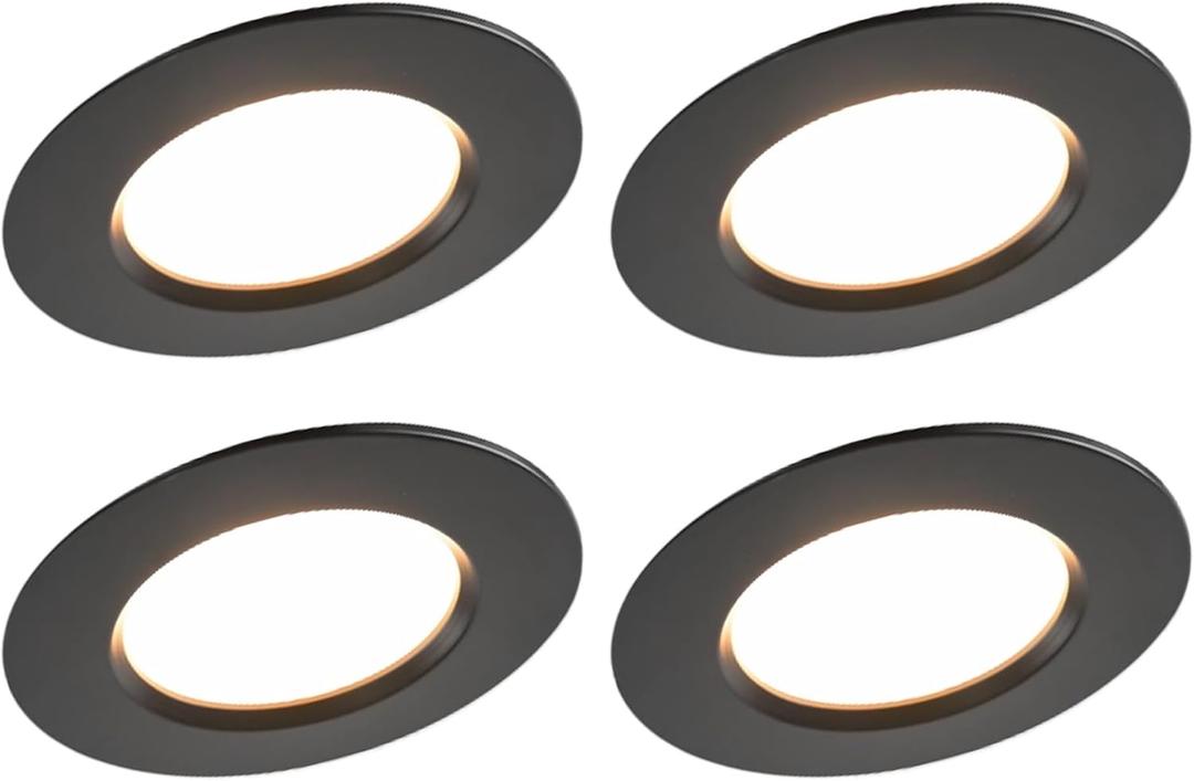 Just Screw Me in 6in LED Recessed Retrofit Light Snap-on Cover to Modify Finish from White to Black (Pack of 4)