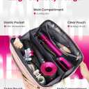 Mancro Hot Hair Tools Travel Bag with Separate Heat Resistant Mat, Large Capacity Wide-open Pouch, Hair Accessories Organizer for Flat Irons, Straighteners, Curling Iron,Travel Essentials for Women, Pink