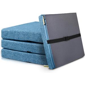 4PCS Linen Soft Foam Seat Cushion | 15x14x2 Inches Bar Stool Cushions Square | Thickened Recliner Cushion | Chair Cushion with Removable Cover (Indigo Blue)