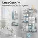 Liuoud 5 Pack Shower Caddy Organizer Rack Shelf for Inside Shower, Self Adhesive Bathroom Wall Storage Basket Rustproof Stainless Steel Large Capacity Shampoo Holder, Grey