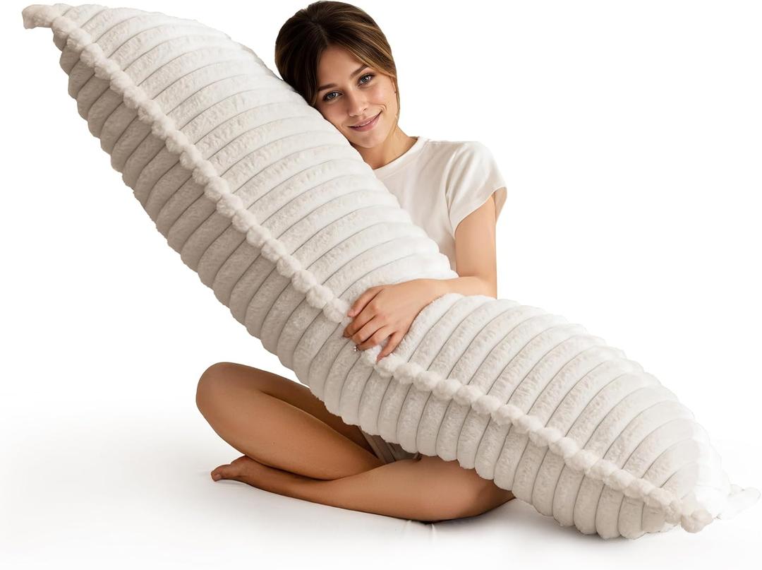 HIGOGOGO Memory Foam Body Pillow, Thickened Large Long Bed Pillow for Adults, Full Body Pillow with Removable Pillow Cover(20x54 Inch),Beige