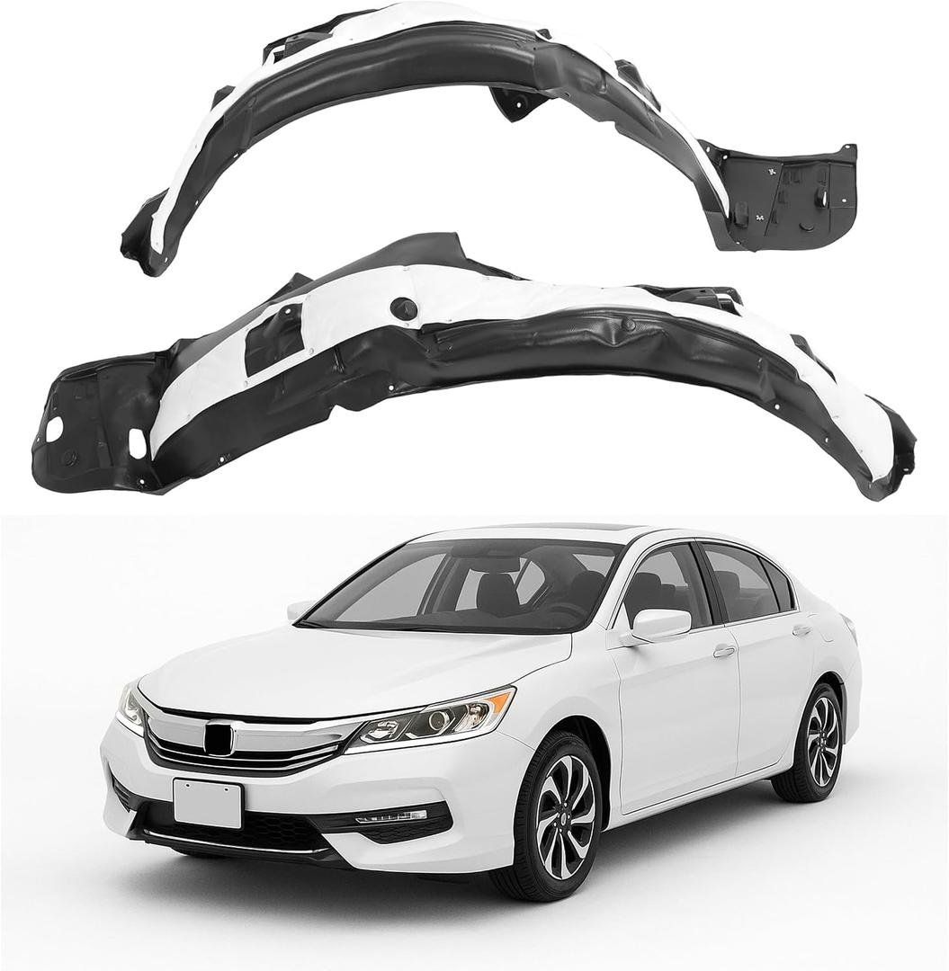 ALMULOO Pair Fender Liner Compatible with 2016-2017 Honda Accord Sedan Replacement for HO1248157 HO1249157 74150T2AA01 74100T2AA01, Left and Right, Wheel Liner Splash Shields Guard Inner Panel