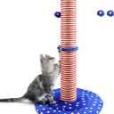 34.3" Tall Cat Scratching Post Clearance,Heavy Duty Sisal Scratch Post for Indoor Large Cats,Cute Cat Tree Tower with Interactive Hanging Ball
