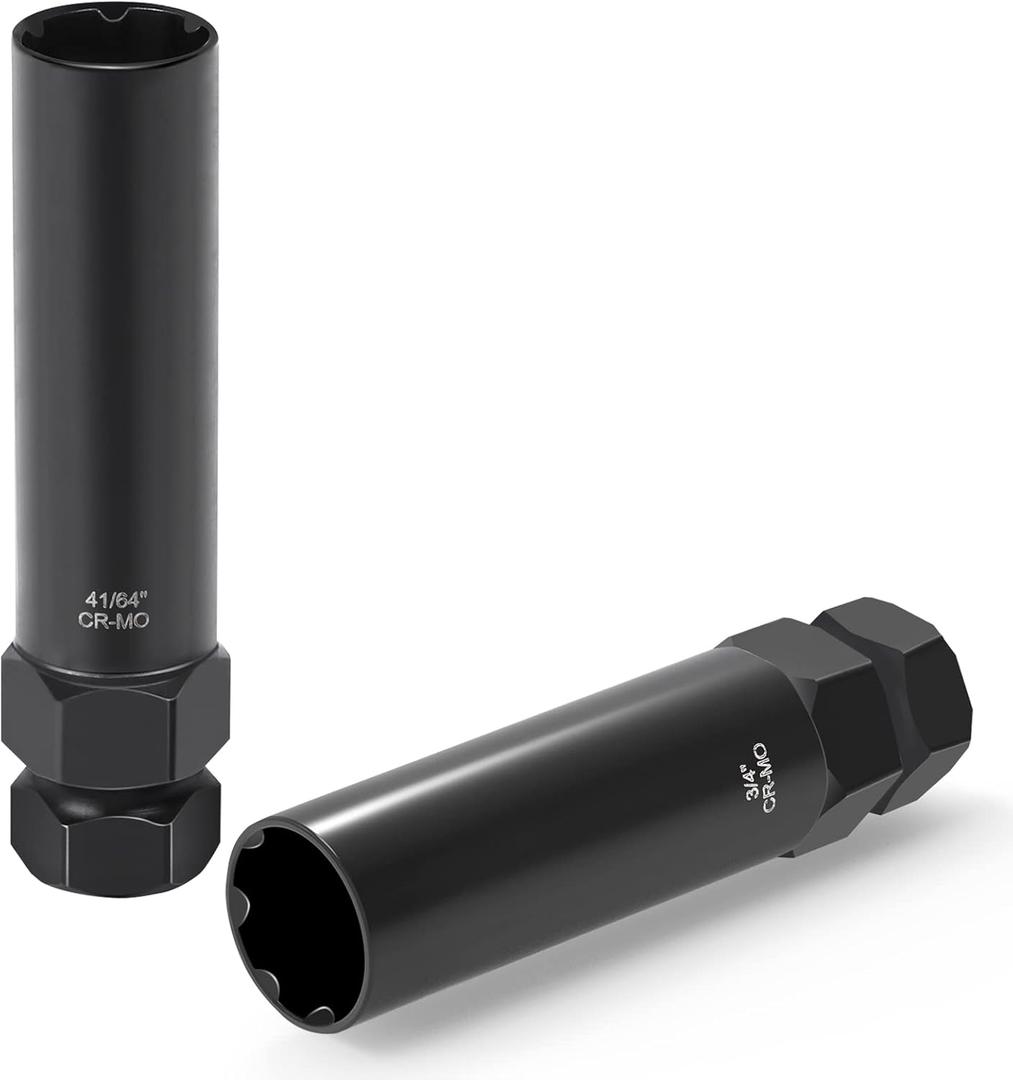 2 Piece Small 6 & 7 Spline Lug Nut Socket, Wheel Lock Key for Easy Installation and Removal of Aftermarket Spline Drive Wheel Locking Lug Nut 2 Piece Small 6 & 7 Spline Lug Nut Socket, Wheel Lock Key for Easy Installation and Removal of Aftermarket Spline Drive Wheel Locking Lug Nut