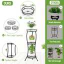 iDavosic.ly 3 Tier Tall Metal Plant Stand Indoor Outdoor, Wrought Iron Corner Flower Pot Holder Shelf, 34 Inch Vertical Display Rack for Patio Porch Living Room Garden, Black