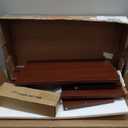 eHemco Solid Wood Square End Table with X-Design, Side Table with Storage Shelves, Cherry