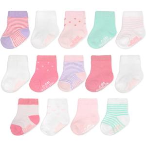 Fruit of the Loom Baby & Toddler Grow & Fit Flex Zones Cotton Stretch Socks - Unisex, Girls, Boys, 0-6M