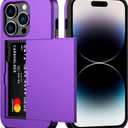 Nvollnoe for iPhone 14 Pro Case with Card Holder Heavy Duty Protective Dual Layer Shockproof Hidden Card Slot Slim Wallet Case for iPhone 14 Pro for Women&Men(Purple) (Purple-Regular Storage)