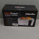 Mueller UltraToast Full Stainless Steel Toaster 4 Slice, Long Extra-Wide Slots for Bagels and Waffles, 6 Browning Levels, LED Display, Cancel/Defrost/Reheat Functions & Removable Tray, Kitchen Gadgets