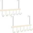 TOPIA HANGER Over The Door Hooks for Hanging, Towel Hooks Towel Racks for Bathroom, Coat Hooks Coat Rack Over The Door Organizer Hanging, Wooden Door Hangers for Coat Towel Hat Purse CT72W - 2 Pack