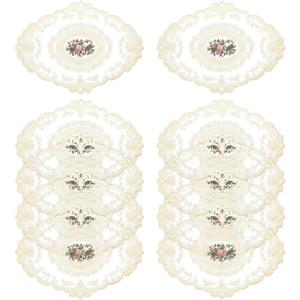 10 Packs Lace Placemats Retro French Crochet Table Placemats Cup Mat Handmade Embroidered Crochet Table Mats Hollow Vase Place Mats for Home Kitchen Wedding Decoration(12x17inches)