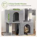 Globlazer Cat Tree Tower with 2 Cat Condos for Multiple Indoor Cats, 52in Multi-Level Plush Cat Condo Tower with 5 Sisal Scratching Posts, 2 Padded Perches, Big Basket, Widened Base, S52, Light Grey