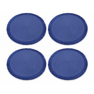NDO 4 PK FRINGE PLACEMAT BLUE