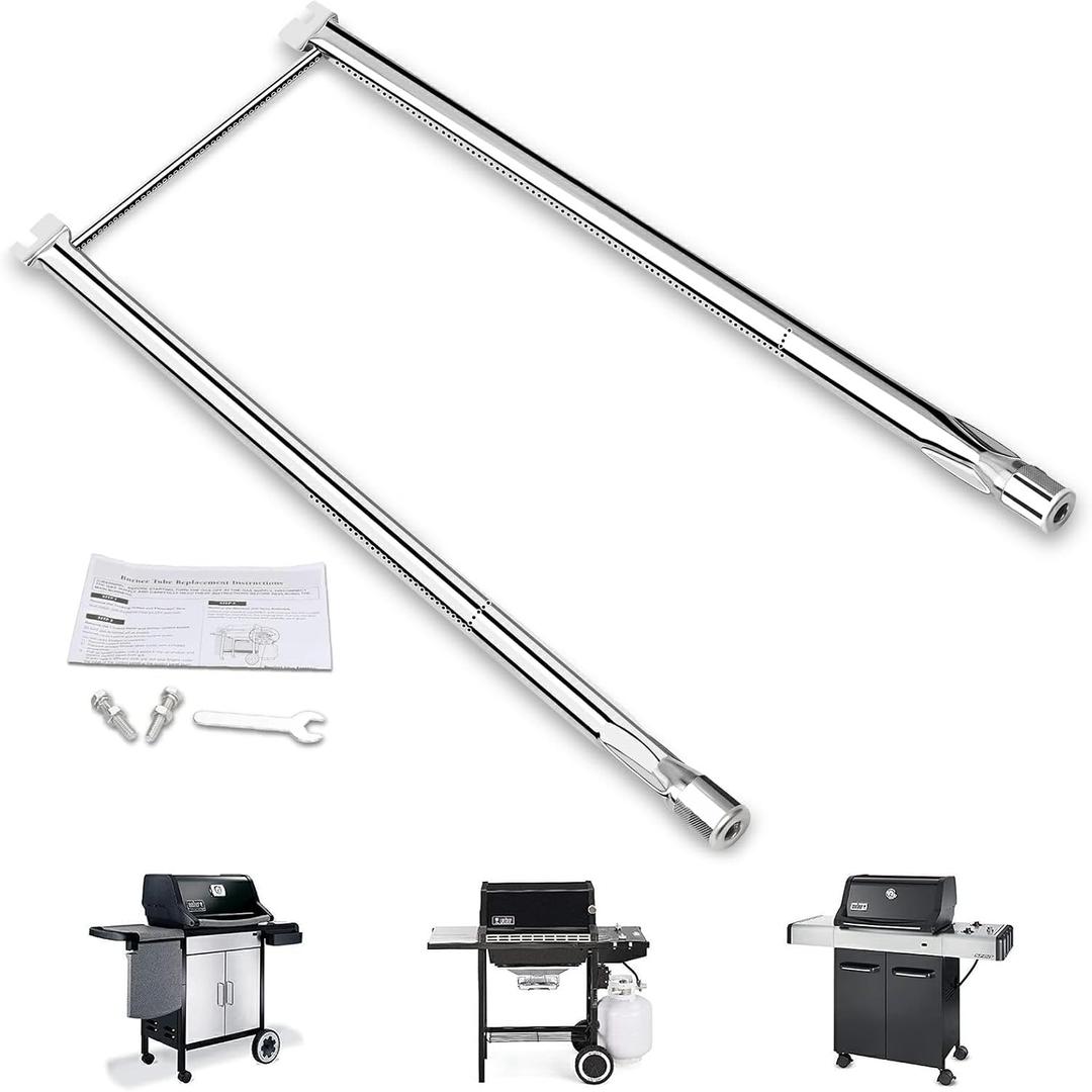 Uniflasy 7507 27 Inch Grill Burner Tubes for Weber Spirit 210/200 Series E-200 E-210 S-200 S-210 (with Side Control), Spirit 500 Genesis Silver A Stainless Steel Gas Grill Burner Tube Kit
