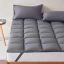 SLEEP ZONE Cooling Mattress Topper Full Size Quilted Fitted Mattress Pad Cover, Soft Fluffy Down Alternative Pillow Top Bed Topper Deep Pocket 8-21 Inch (Grey, Full) (Full Standard Version)