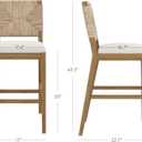 Nathan James Beacon Bohemian Boucle Bar Stool with Back, Bar Height Kitchen Island Chair, Seagrass Bar Stool, Cream Boucle/Brushed Light Brown
