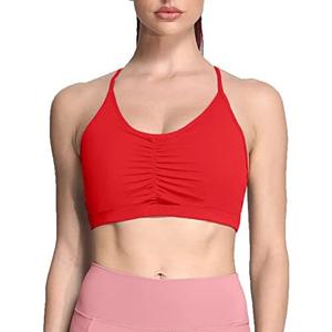 Aoxjox Sports Bras for Women Workout Fitness Ruched Training Baddie Cross Back Yoga Crop Tank, XS